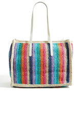Yumi Multicolour Stripe Natural Shoulder Bag