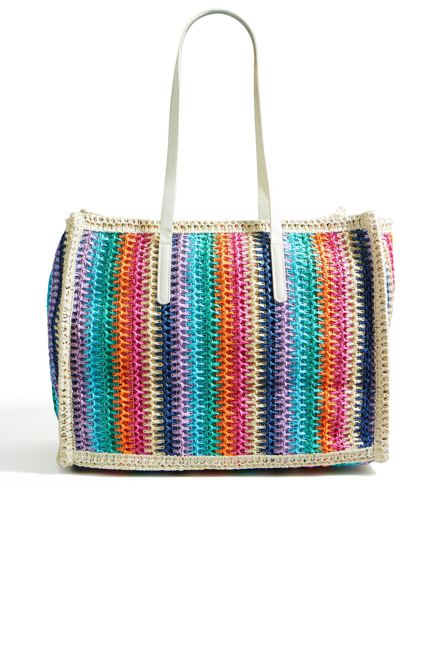 Yumi Multicolour Stripe Natural Shoulder Bag