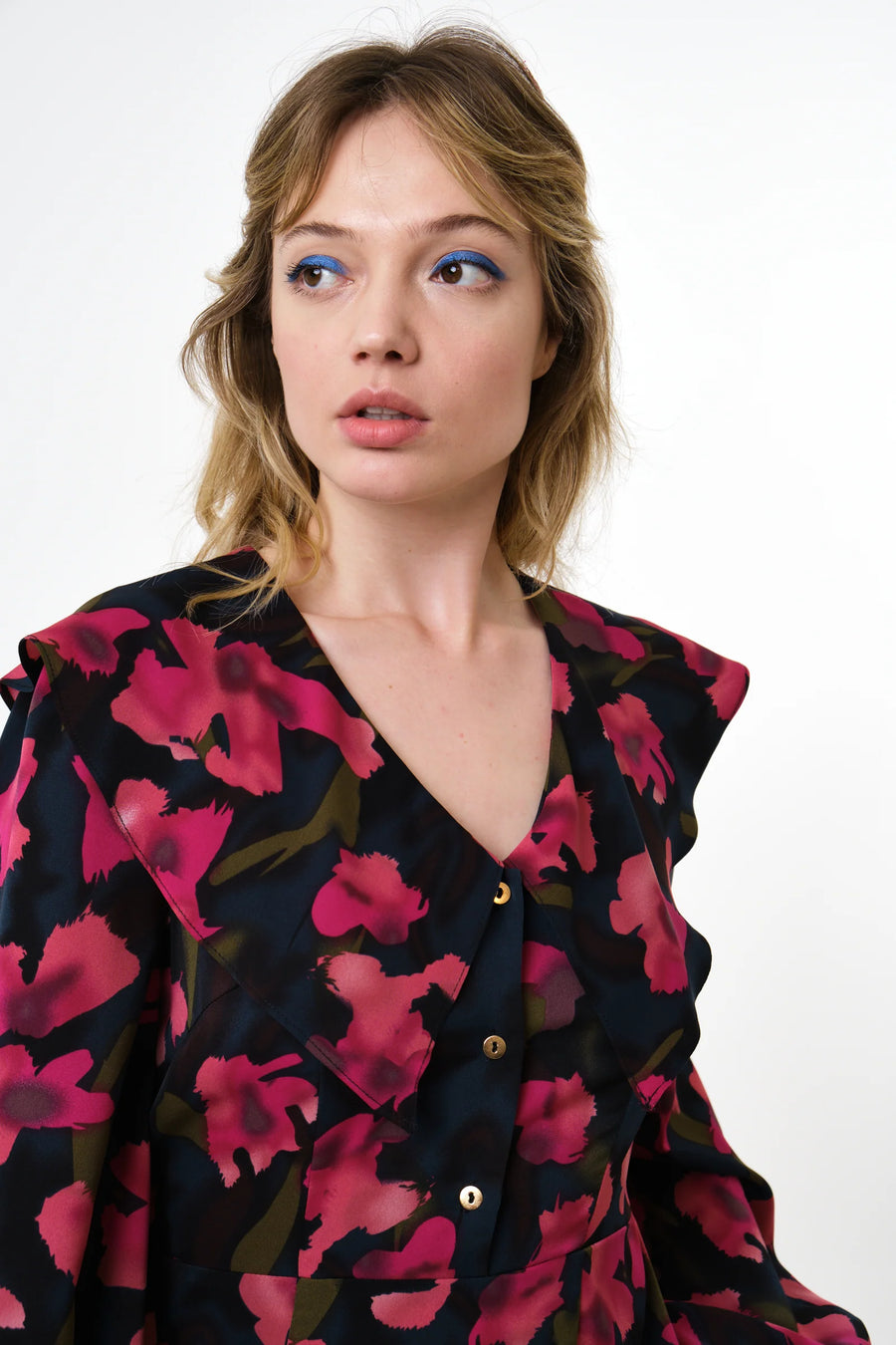 Amada Watermark Floral Print Long Sleeve Midaxi Dress