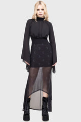 Killstar Astralune High Neck Flared Sleeve Top