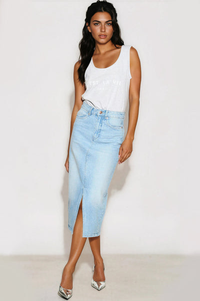 Silver Grey C'est La Vie Cotton Vest Top