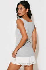 Silver Grey Cotton Vest Top