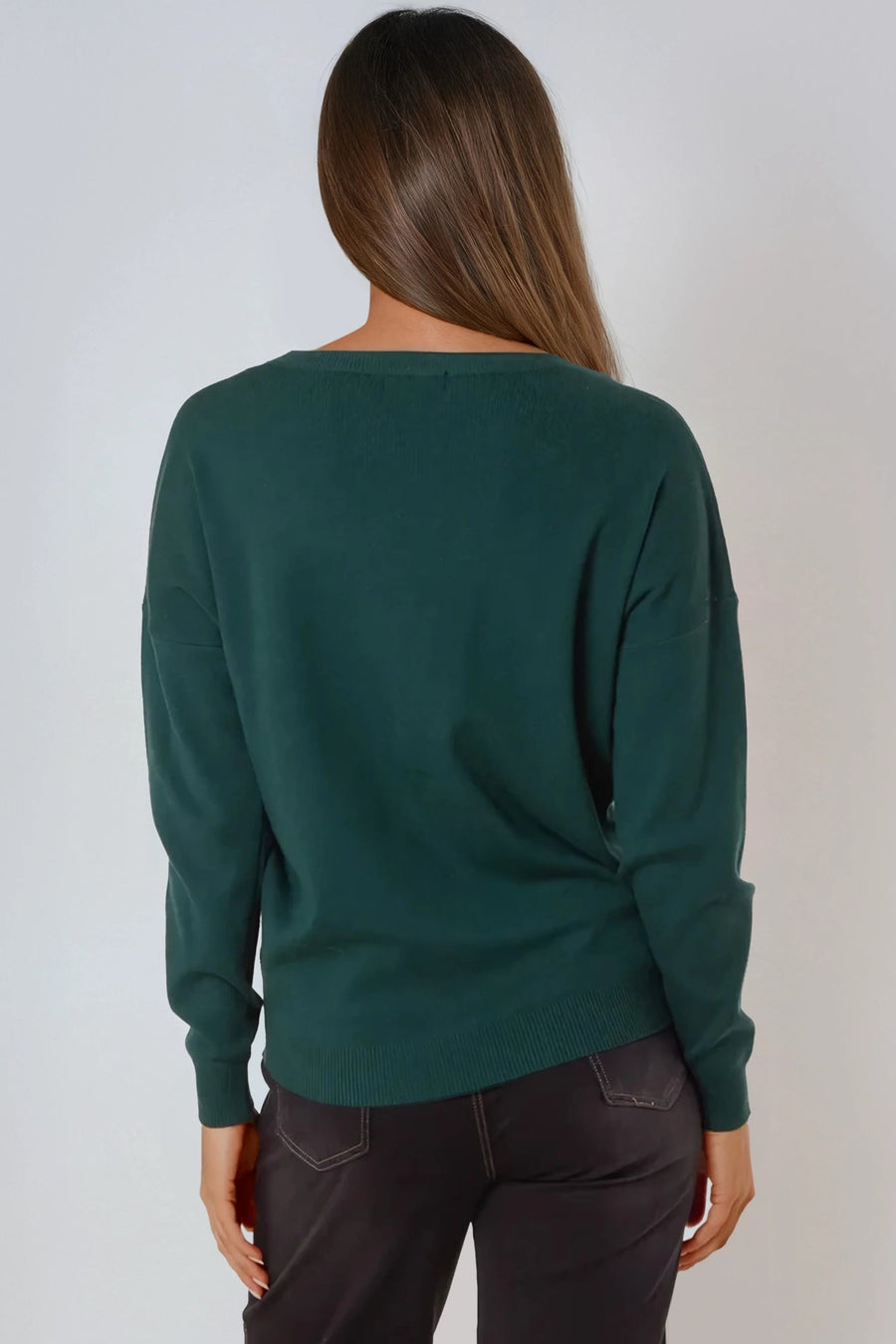 Green Crew Neck Fine Knit Jumper