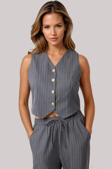 Charcoal Pinstripe Wide Leg Trousers