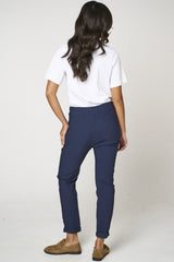 Navy Stretch Drawstring Trousers