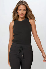 Black Stretch Drawstring Trousers