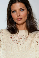 Ivory Pointelle Knit Crop Jumper