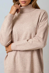 Mocha Knitted Roll Neck Jumper & Trouser Set