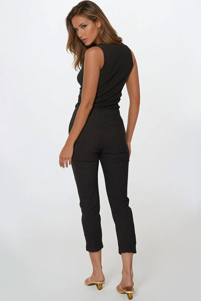 Black Stretch Drawstring Trousers