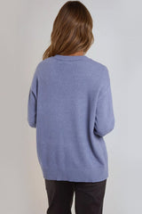 Denim Blue Geometric Knitted Jumper