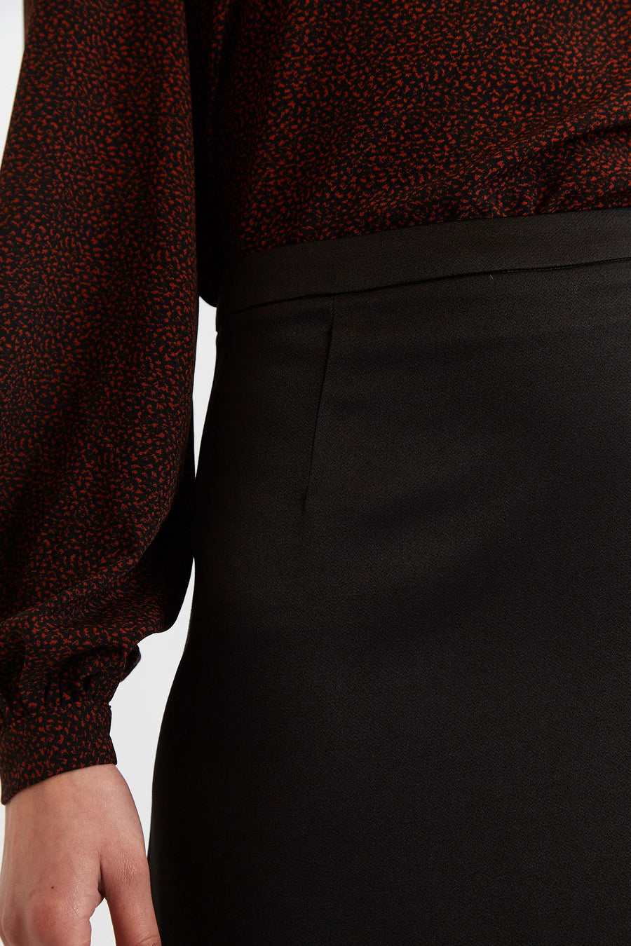 Blanche Sustainable Satin Back Crepe Maxi Skirt - Black
