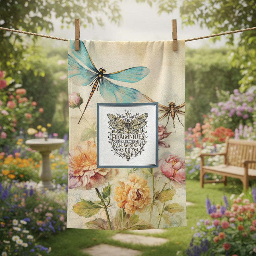Dragonflies symbolise strength and wisdom Tea Towel