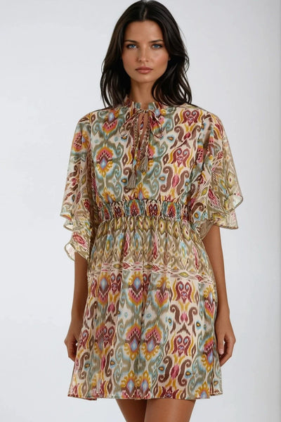 Khaki Tiered Mini Dress