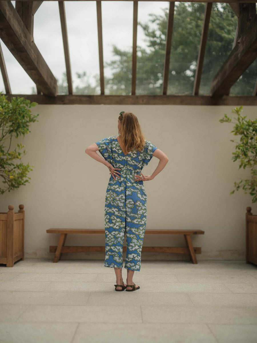 Blue Clouds Loose Fit EcoVera and Linen Jumpsuit