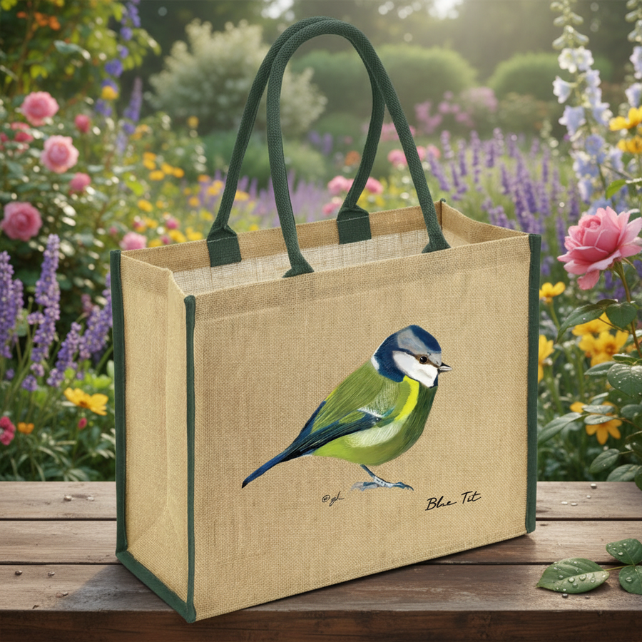 Blue Tit Jute Bag