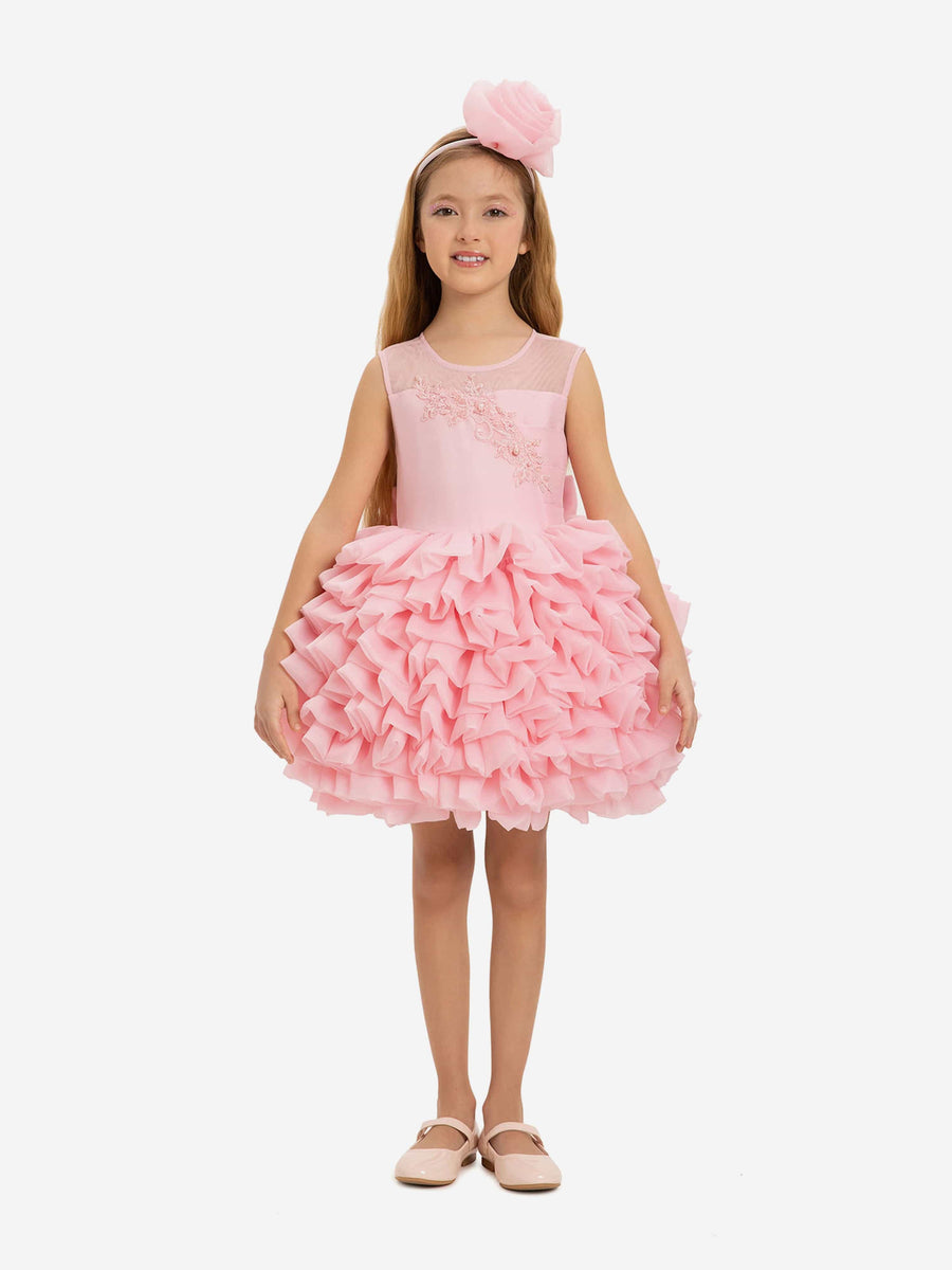 Dress & Fleur Girls Dress with Headband in Pink