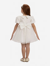 Dress & Fleur Baby Girls Pearl Detail Dress with Headband in White
