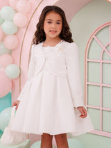 Dress & Fleur Girls Dress with Bolero and Matching Bag in White
