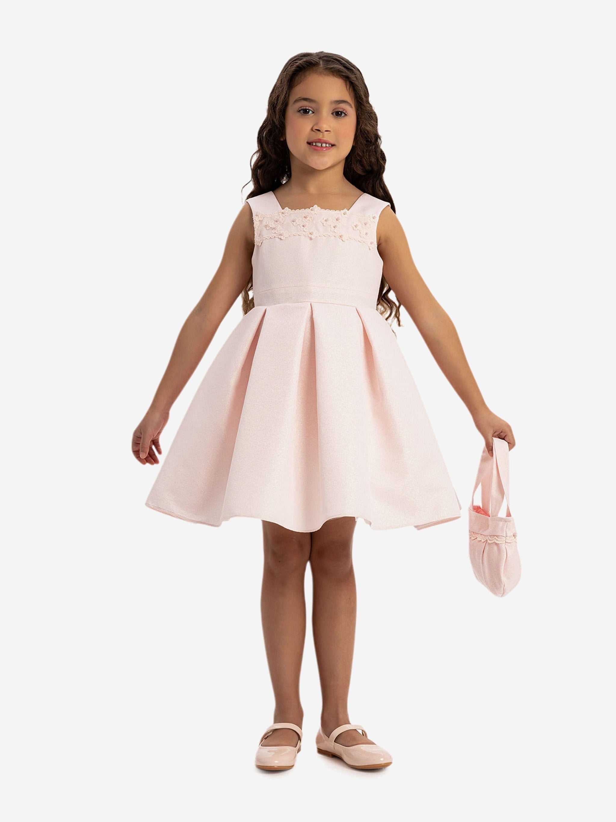 Dress & Fleur Girls Dress with Bolero and Matching Bag in Pink