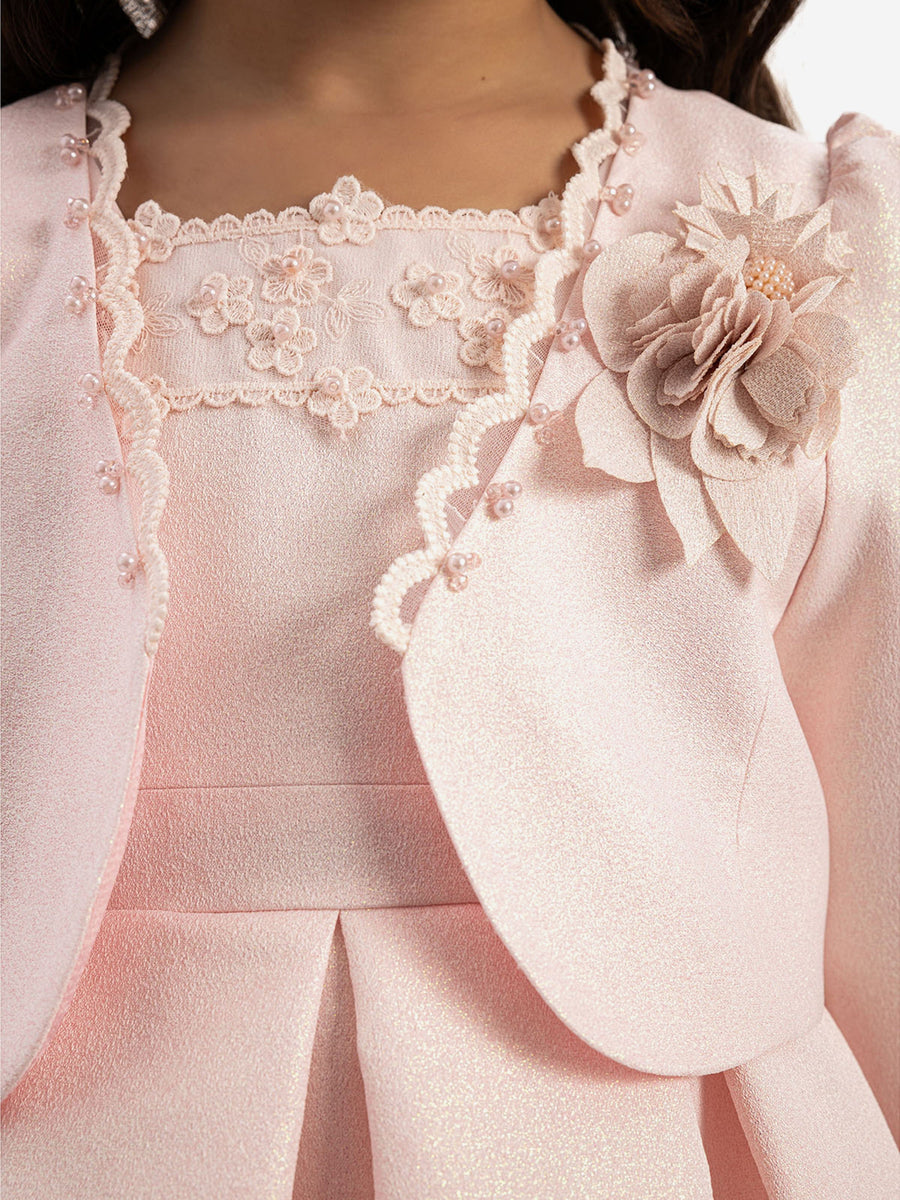 Dress & Fleur Girls Dress with Bolero and Matching Bag in Pink