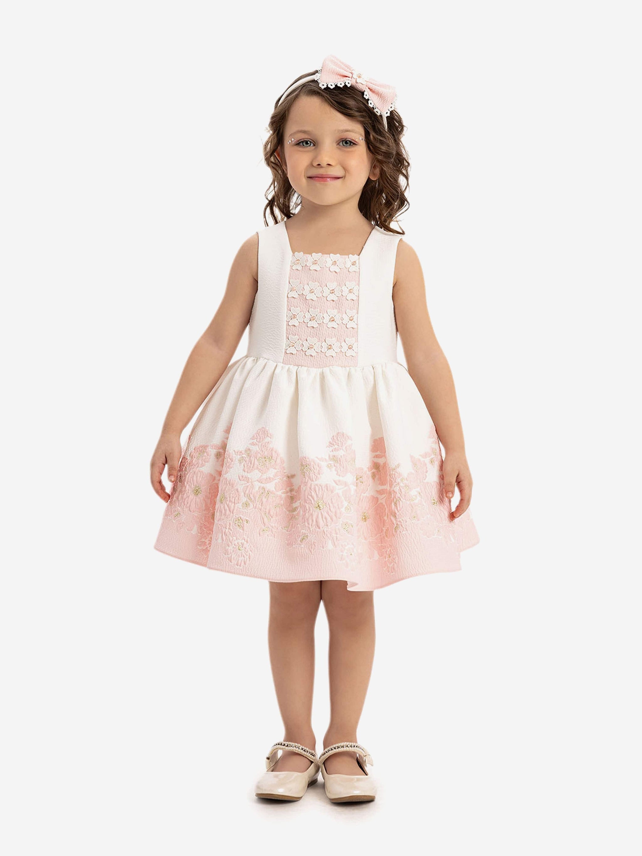 Dress & Fleur Baby Girls Dress with Bolero and Headband in Pink