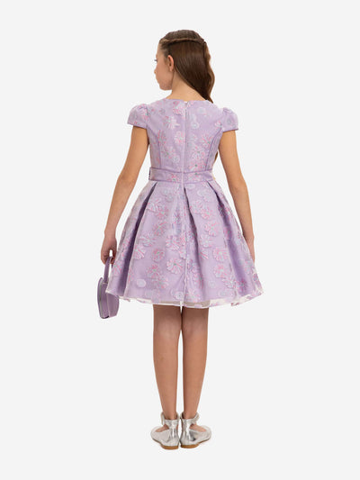Dress & Fleur Girls Stylish Dress with Matching Bag in Purple