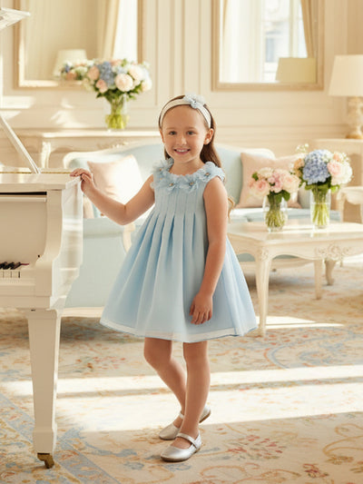Dress & Fleur Baby Girls Occasion Dress with Headband in Blue