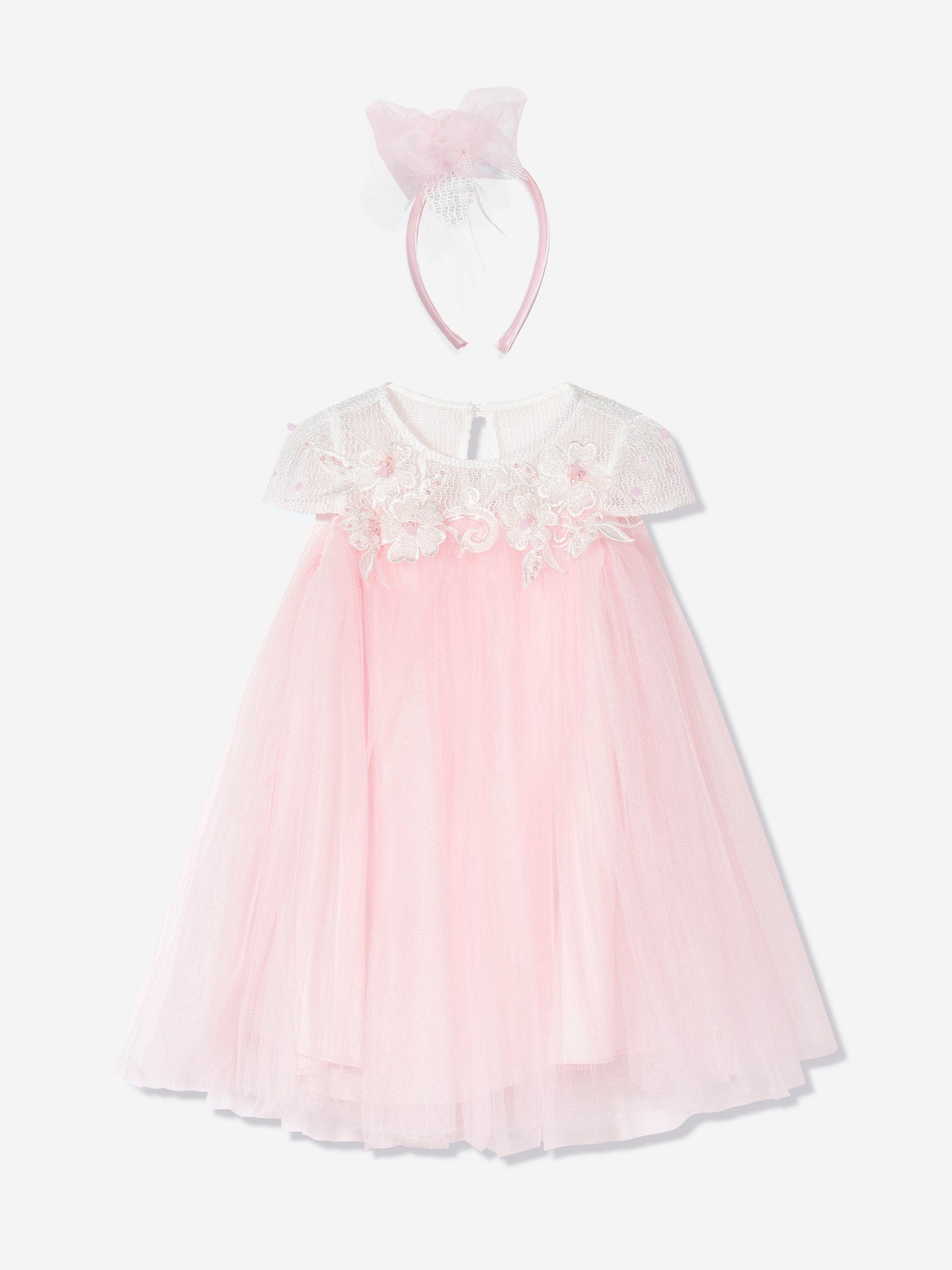 Dress & Fleur Girls Flower Occasion Dress with Headband in Pink