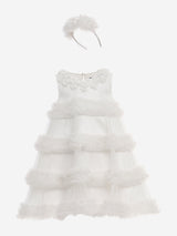 Dress & Fleur Girls Occasion Dress with Headband in Ivory