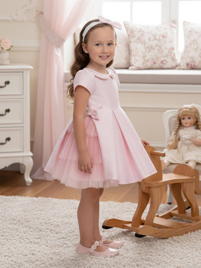 Dress & Fleur Baby Girls Occasion Dress with Headband in Pink