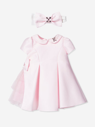 Dress & Fleur Baby Girls Occasion Dress with Headband in Pink