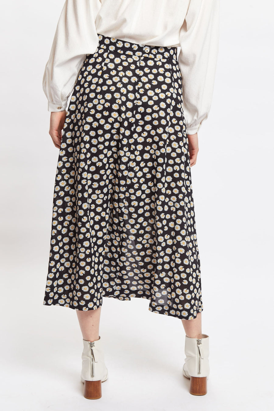 Louche Edie Daisy Dancer Midi Skirt - Black