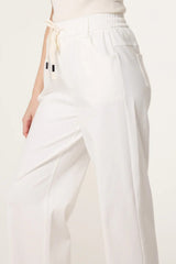 Ivory Elasticated Waist Wide Leg Trousers
