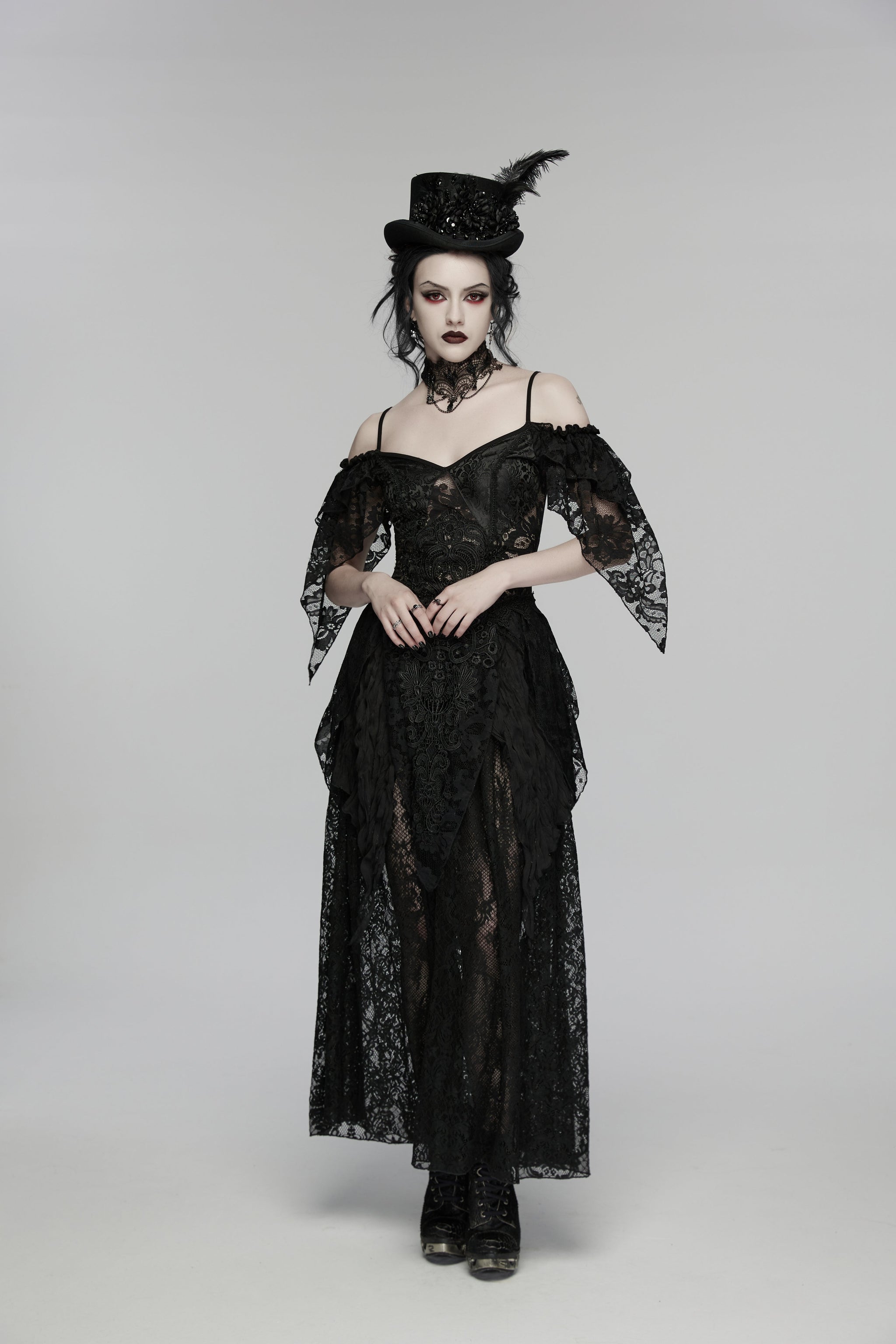 Goth Feather Formal Hat Gothic Retro Style Punk Rave