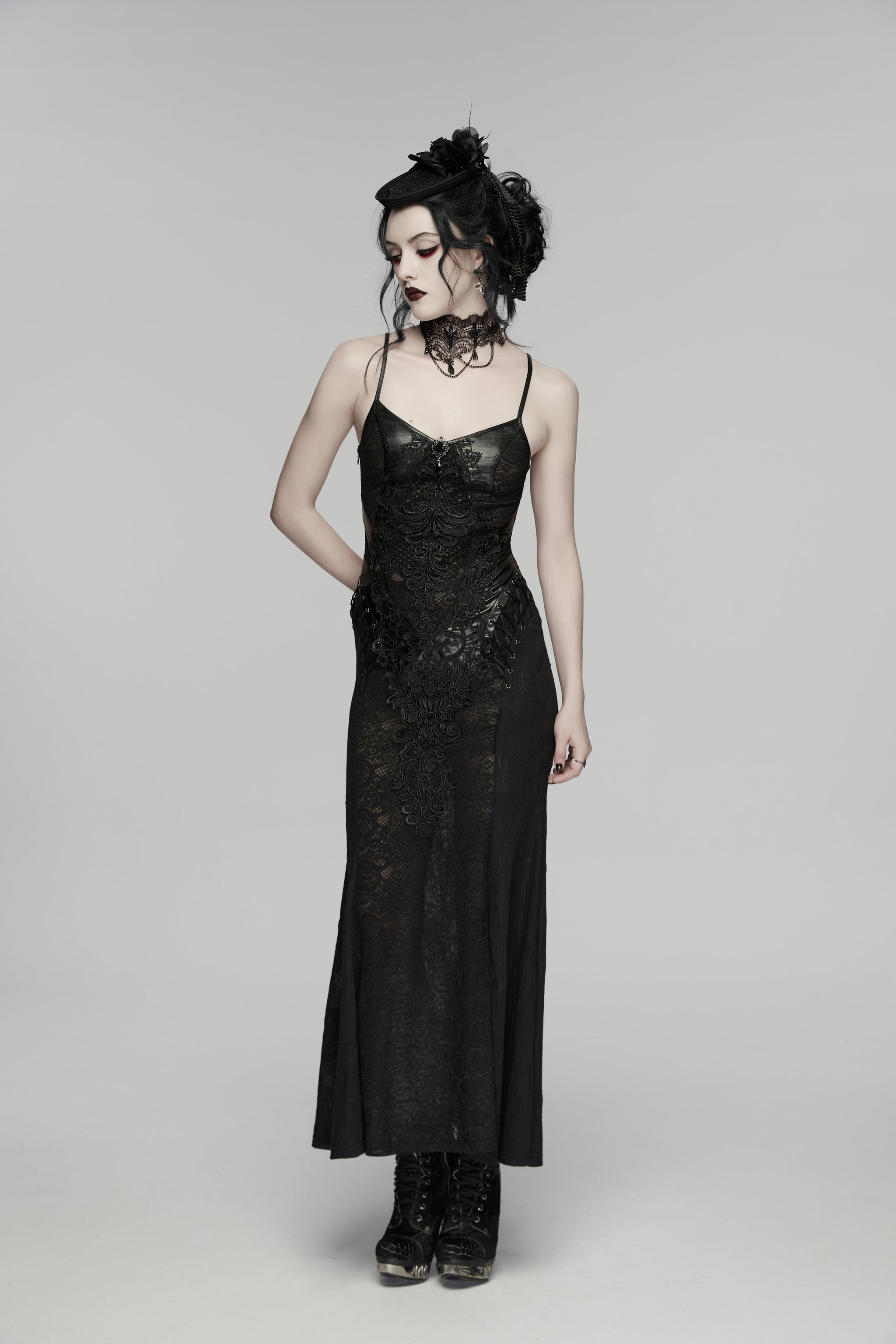 Punk Rave  Goth Rose Ribbon Formal Hat