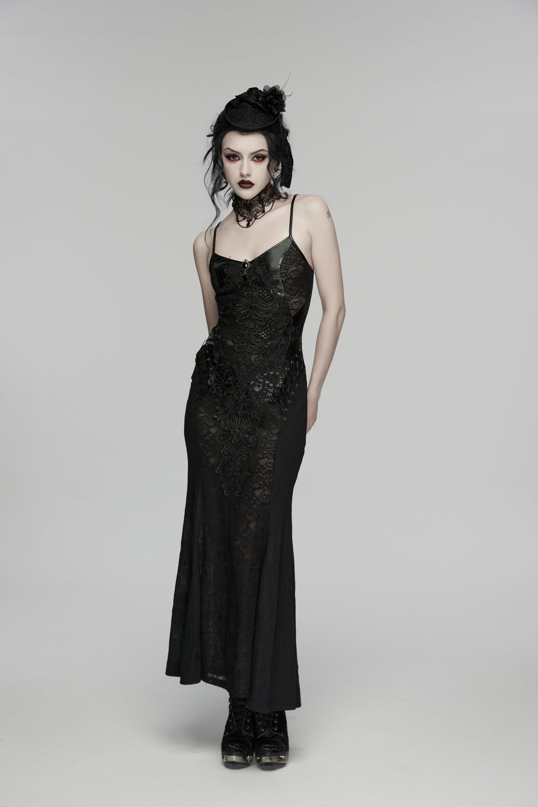 Punk Rave  Goth Rose Ribbon Formal Hat
