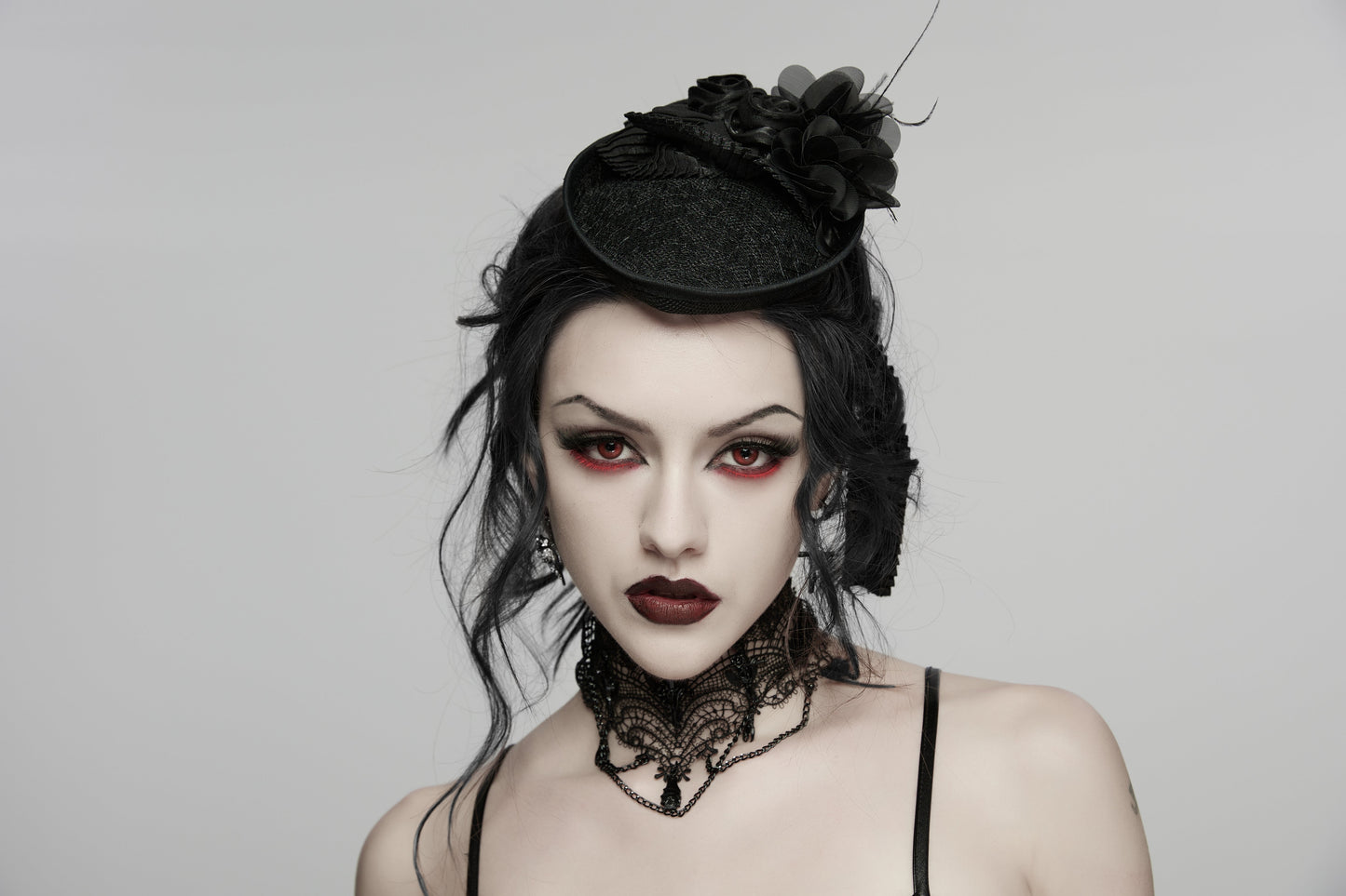 Punk Rave  Goth Rose Ribbon Formal Hat