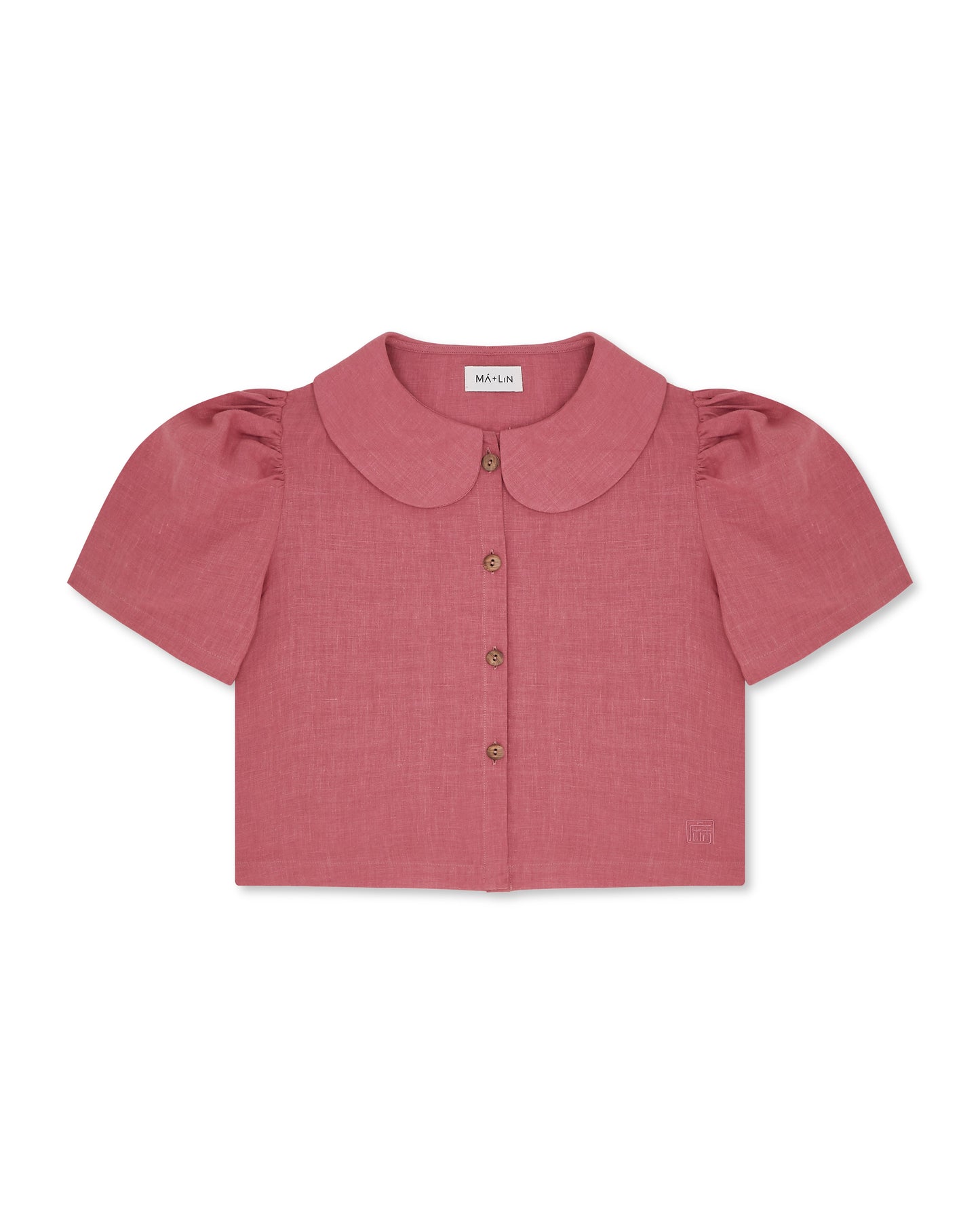 Frances Linen Cropped Blouse  - Berry
