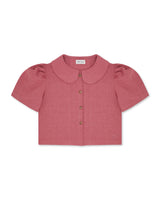 Frances Linen Cropped Blouse  - Berry