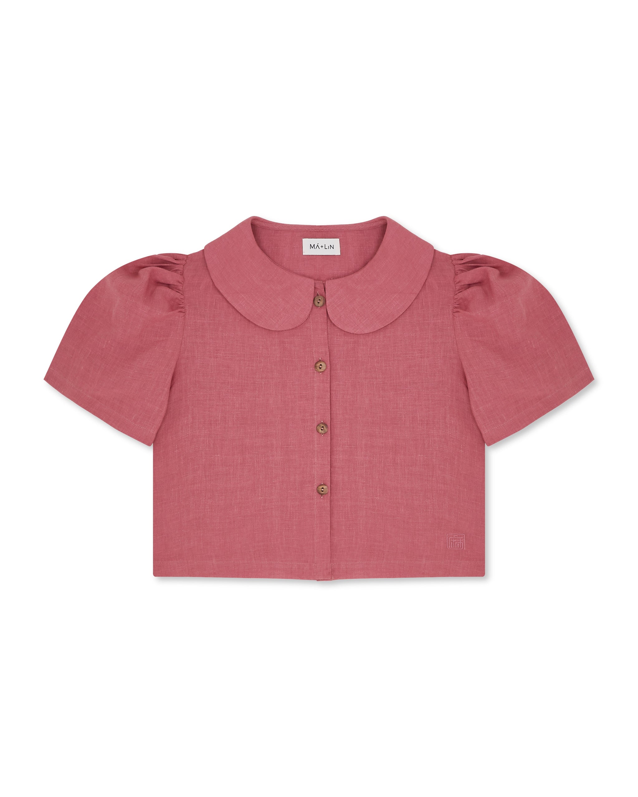 Frances Linen Cropped Blouse  - Berry
