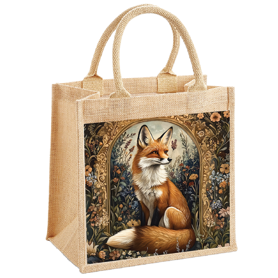 Fancy Fox Jute Shopping Bag Small