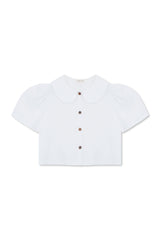 Frances Linen Cropped Blouse  - White
