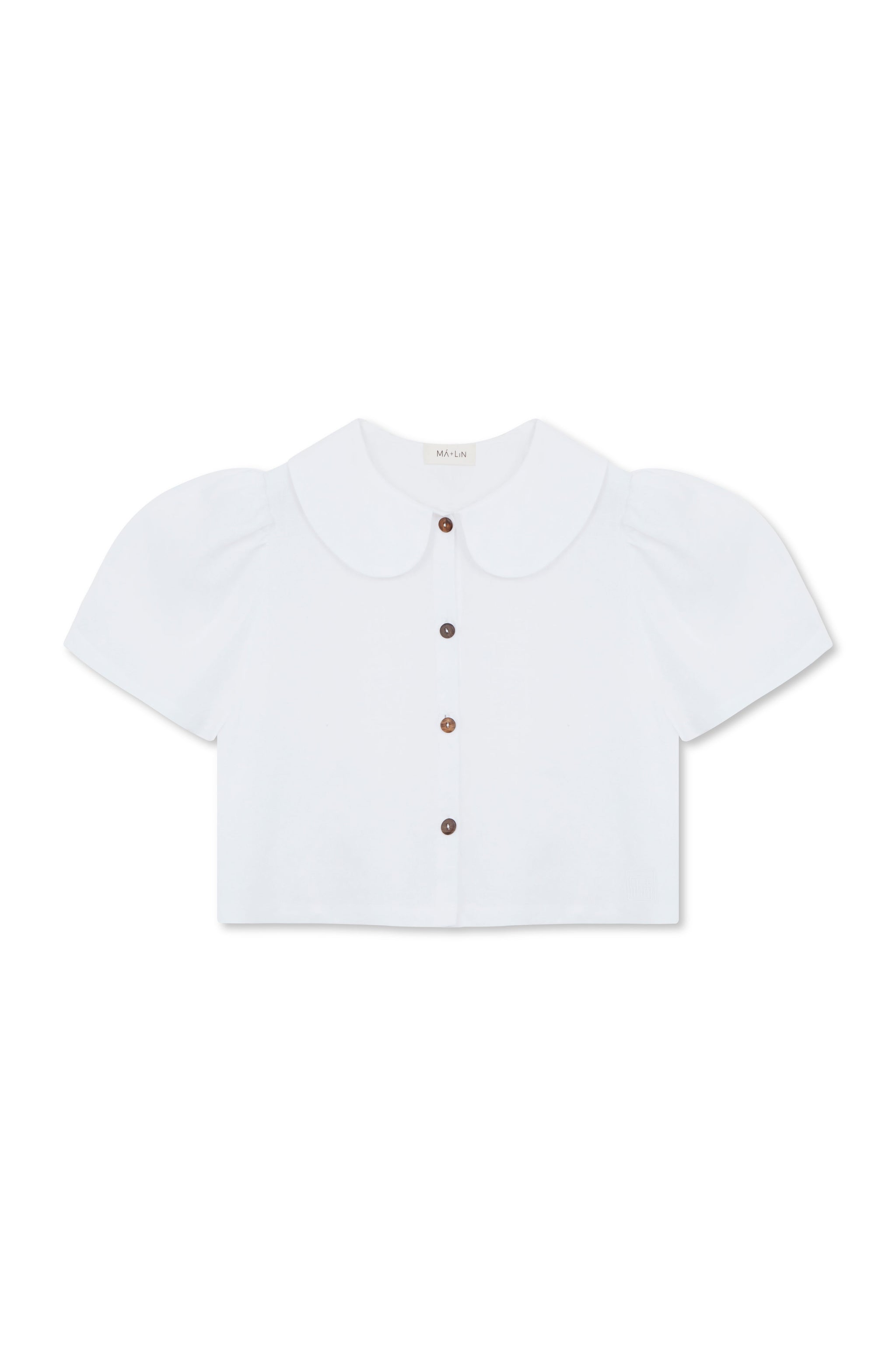 Frances Linen Cropped Blouse  - White