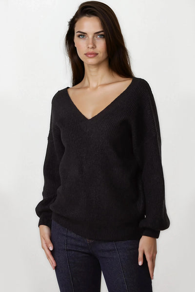 Black V-Neck Jumper