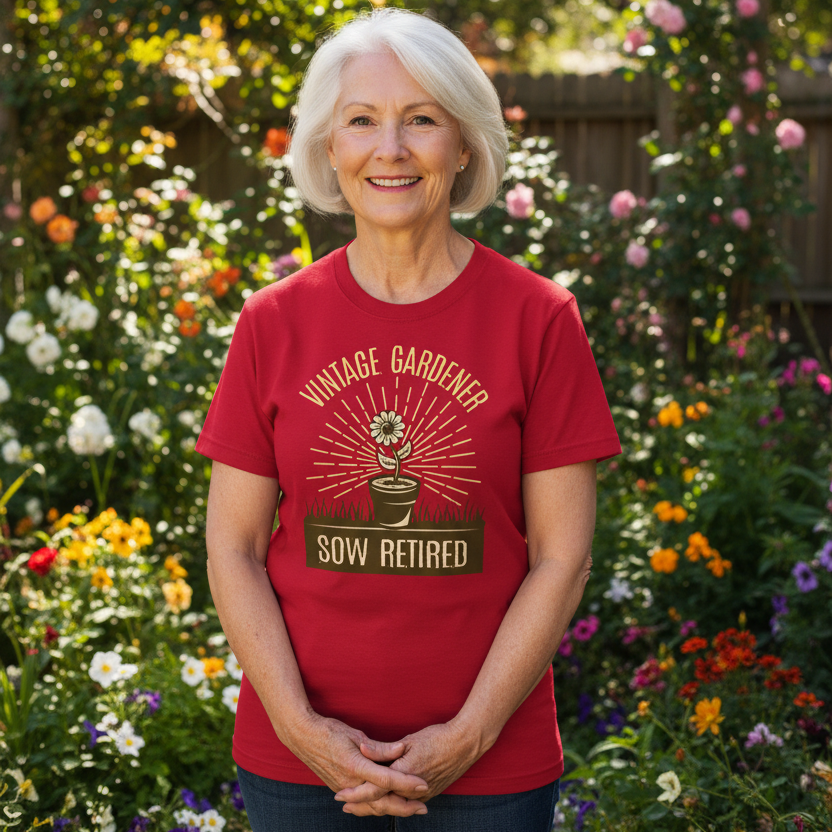 Vintage Gardening, Sow Retired! Gardening Humour T-shirt