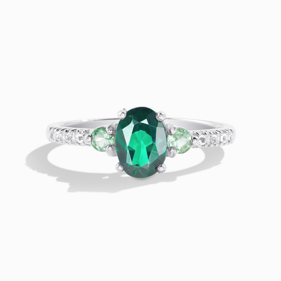 Green Topaz and Green Tourmaline Ring in Sterling Silver