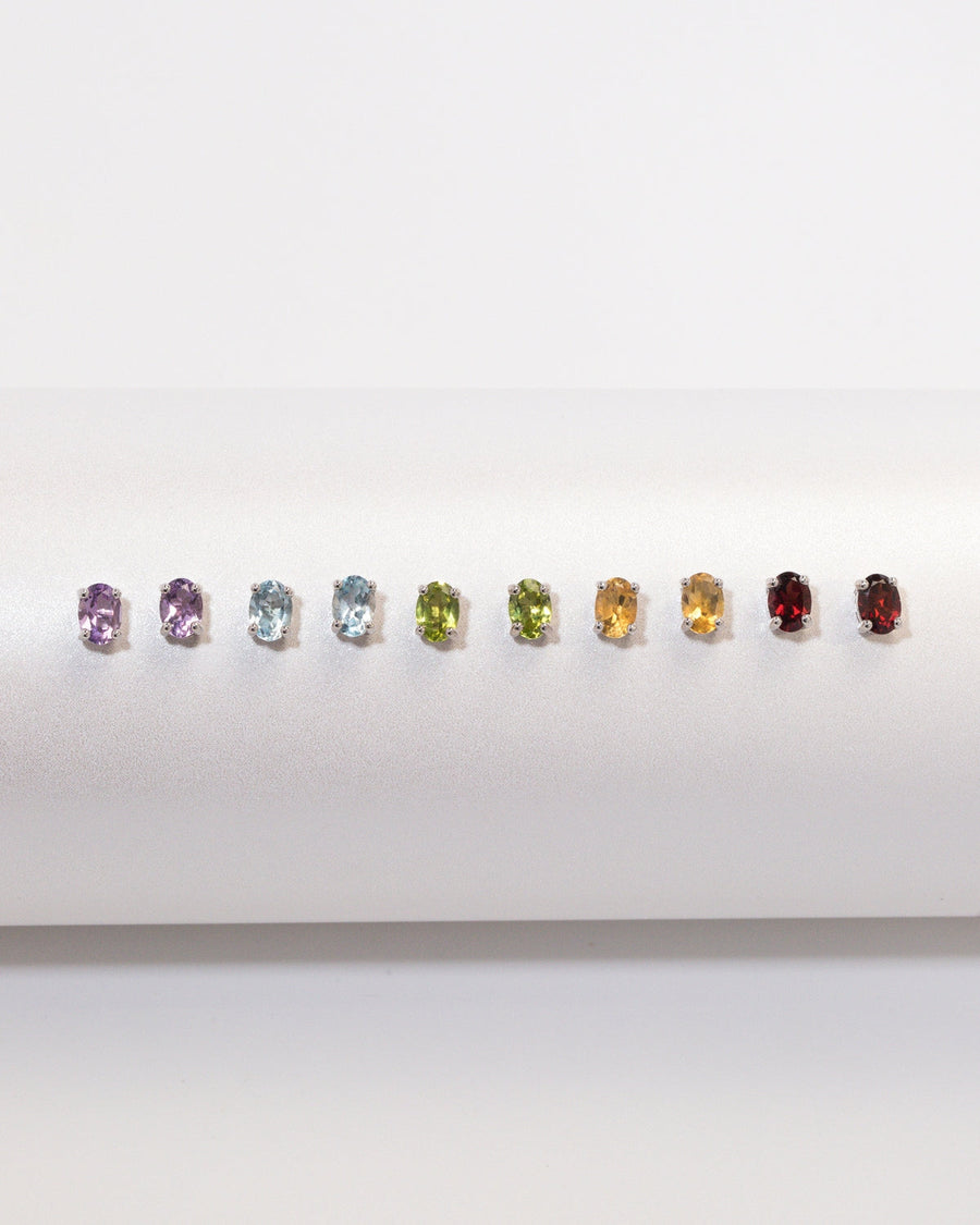 Peridot Oval Stud Earrings in Sterling Silver