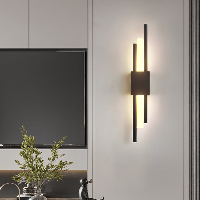 Emporium LED Wall Lamp Black Gold Warm Light Hard Wired Modern