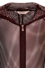Banned Apparel Liora Red Metallic Fishnet Hoodie