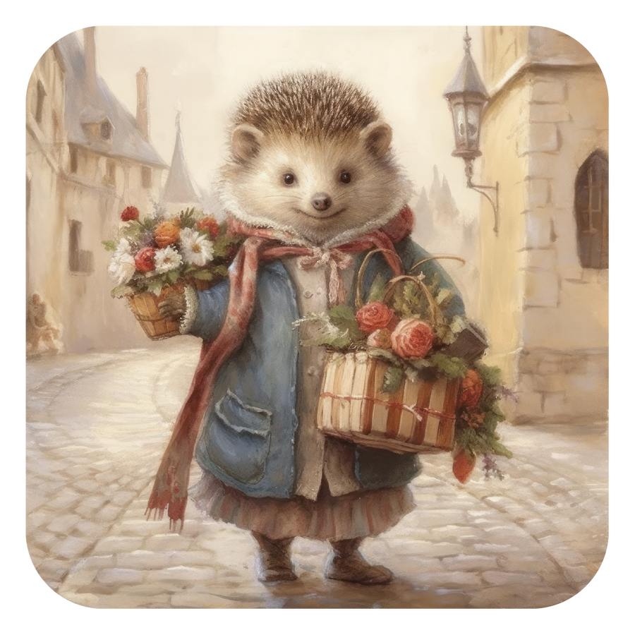 Traditional Hedgehog With Flowers Set of 4 Placemats